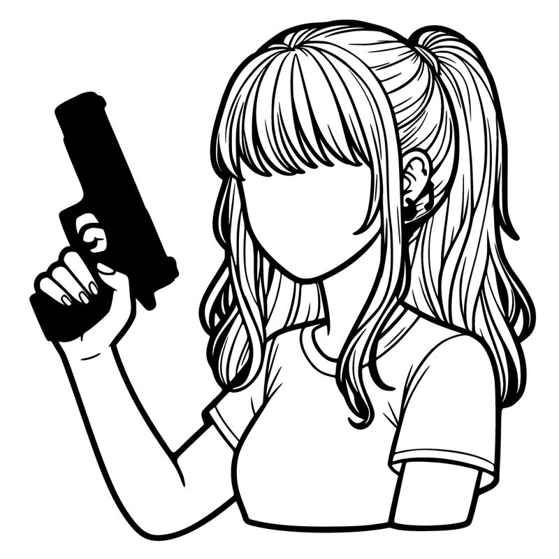 teenage girl holding gun no face