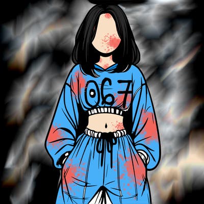 realistic girl faceless with baggy pants and a crop top