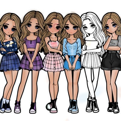 a group of girls realistic