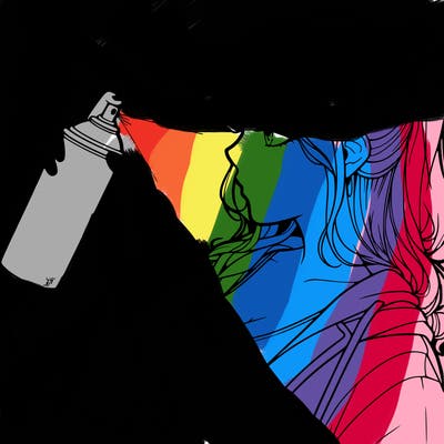 a realistic girl spray, painting