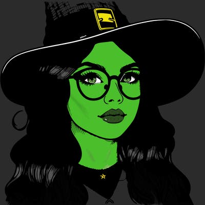 a witch with glasses realistic