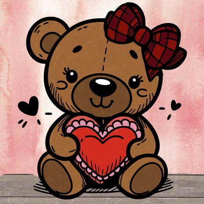 teddy bear hugging a heart