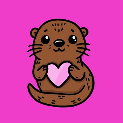 otter with a heart