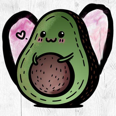 an avocado hugging an avocado