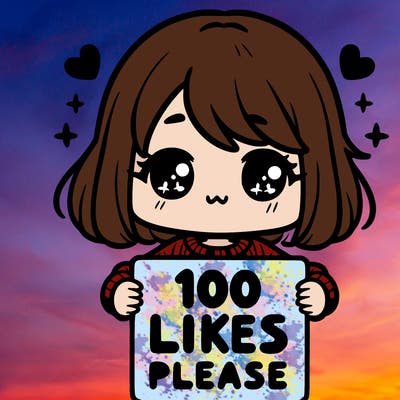 cute girl holding a sign saying 100 likes please