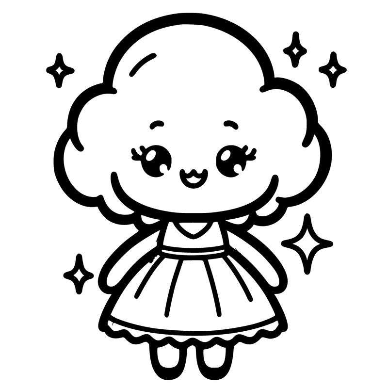 a cute cloud girl wearing a dress