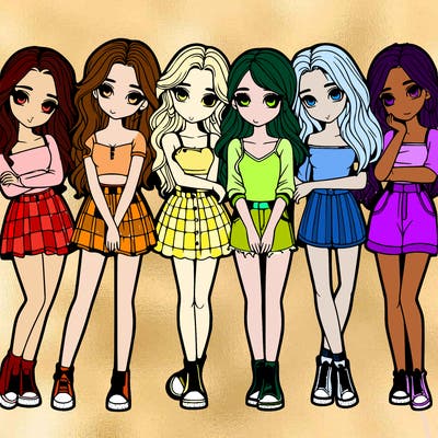 a group of girls realistic