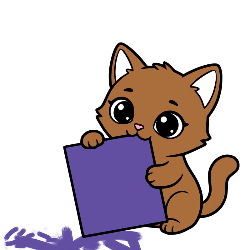 a small cat with a blank sheet of paper in its hand. the cat is sooooooo cute!