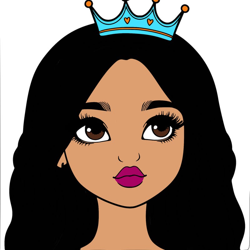 a realistic girl with a crown on
