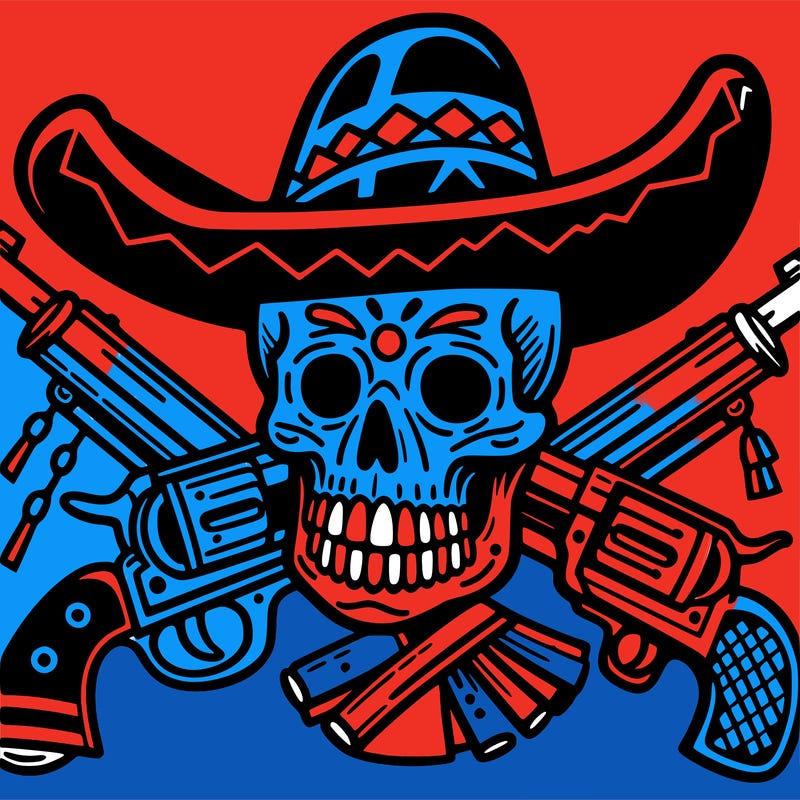 skull with weapons in mexican style