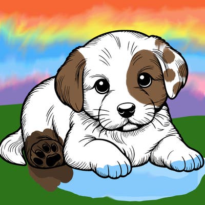 a cute realistic puppy