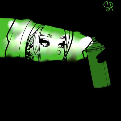 a realistic girl, spray painting