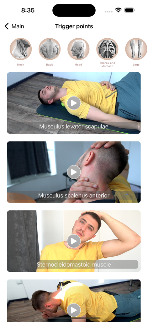 Trigger point - Body - Tutoriales en video para aliviar el dolor muscular en la aplicación Trigger Point Body