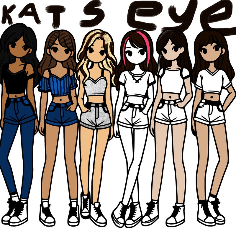 a group of girls wearing crop tops and shorts