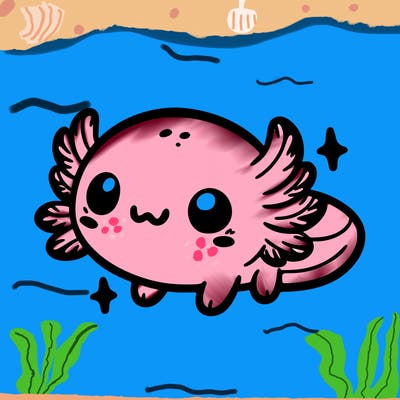 cute easy baby axolotl