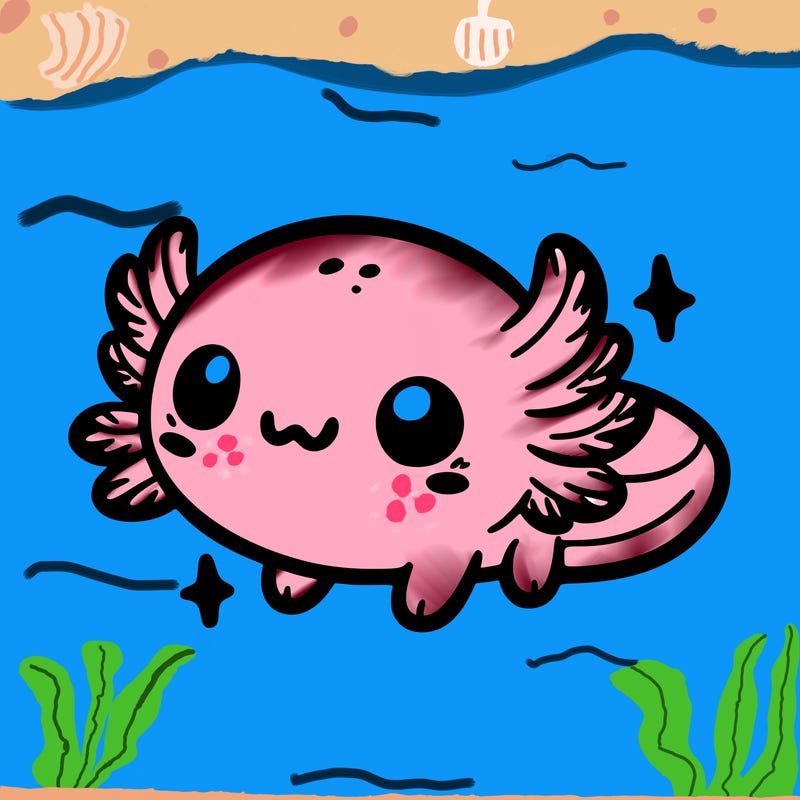 cute easy baby axolotl
