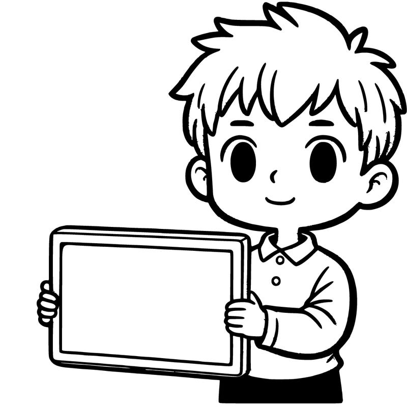 a boy holding a board