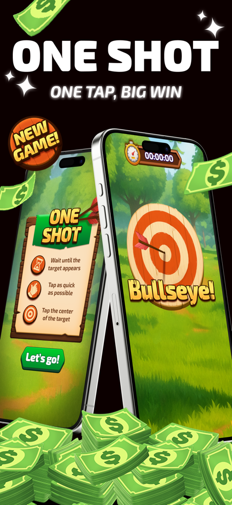 Cash Legends™: Win Real Money - Mini-jogo One Shot do Cash Legends com treino de mira para prêmios em dinheiro real