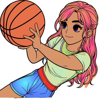 realistic girl playing basketball