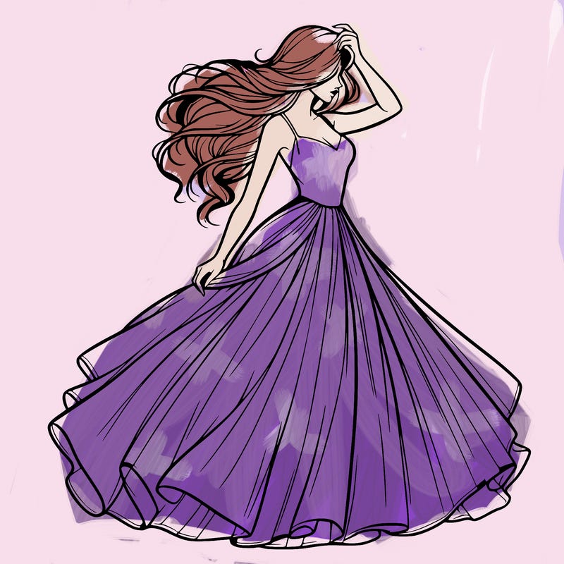 realistic woman with dress flowing in the wind