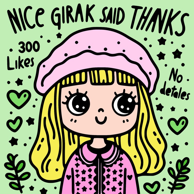 nice girl said thanks you for 300 likes