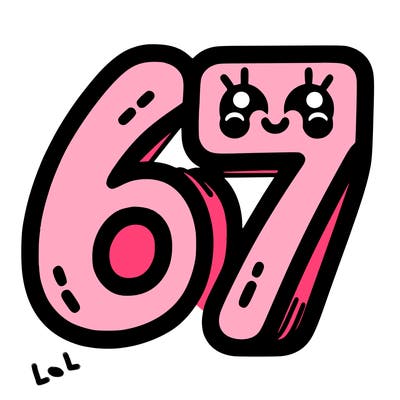 the numbers 67
