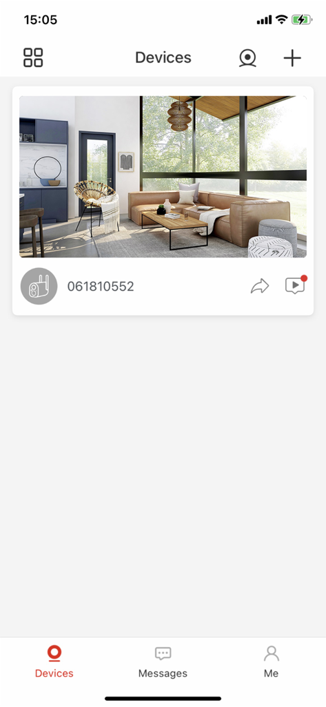 COOAU Cam - Benutzeroberfläche der COOAU Cam App, die eine Liste verbundener Heimüberwachungskameras anzeigt