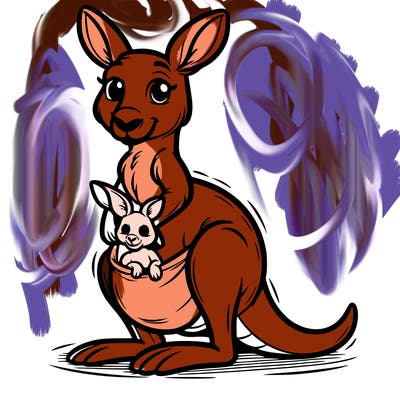 kangaroo with joey in pouch