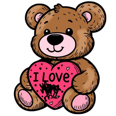 teddy bear holding an i love you heart