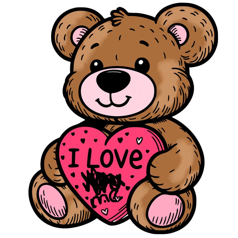 teddy bear holding an i love you heart