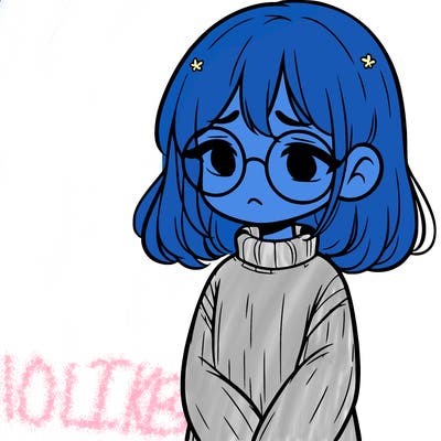 sad girl with glasses in a sweater