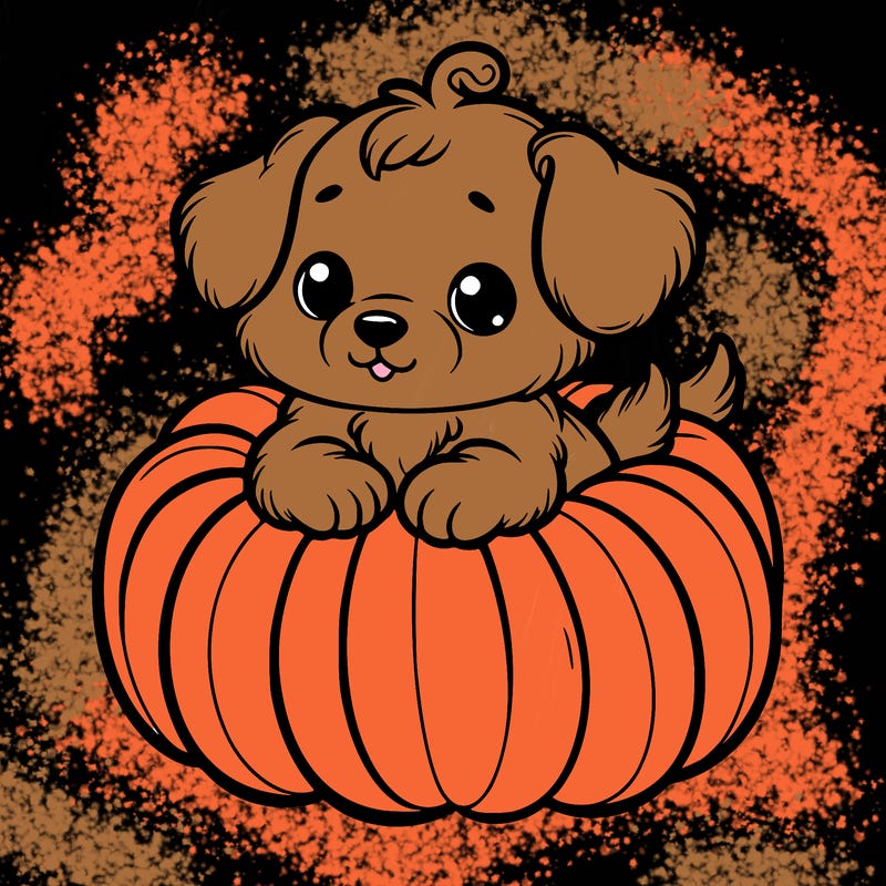 cute little puppy in a pumpkin