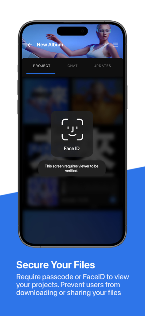 FYI.AI (Focus Your Ideas) - FYI.AI app showing a Face ID verification prompt to secure creative project files