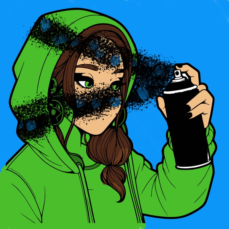 a realistic girl, spray painting