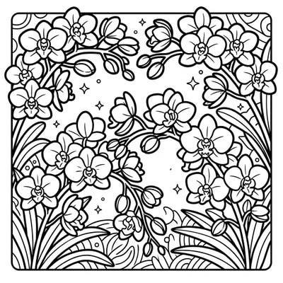 Dive into a world of charm with our Kawaii Cymbidium Orchids coloring page. These adorable, thick-lined floral designs are perfect for a relaxing and delightful creative session.