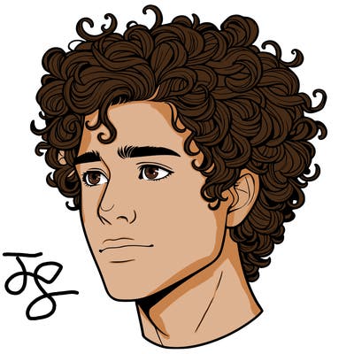 realistic guy with curly hair
