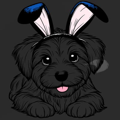realistic dog with the bunny ears on