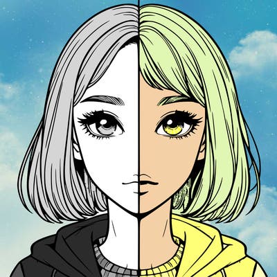 split realistic girl