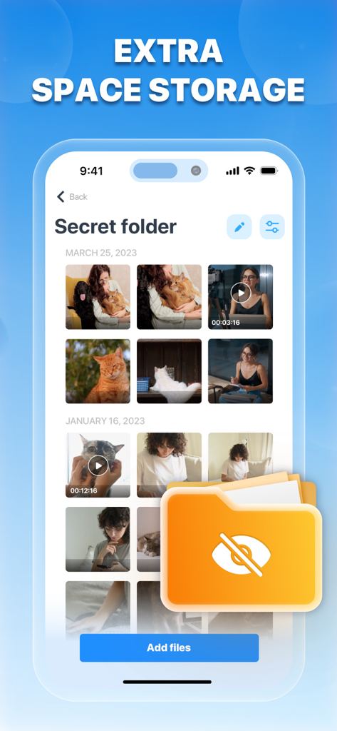 Cleaner AI - Mobile Security - Interface of the Secret folder feature in Cleaner AI for private photo and video storage