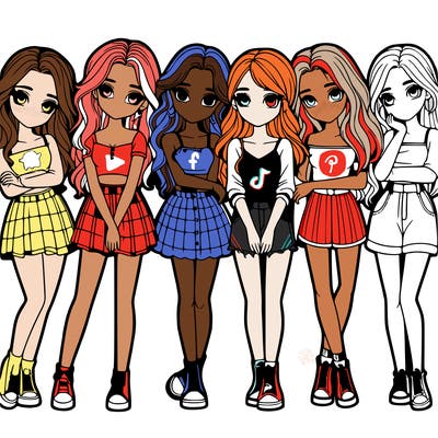 a group of girls realistic