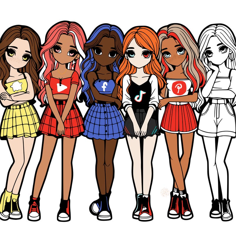 a group of girls realistic