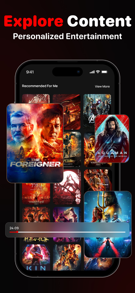 IPTV Smarters app interface showing a personalized movie library on an iPhone