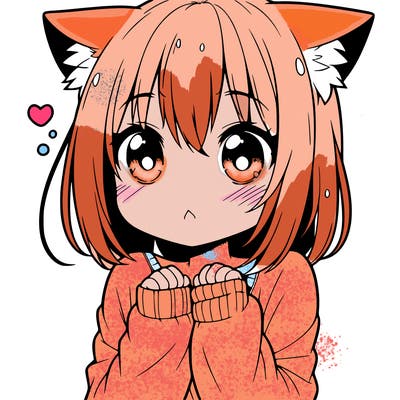 shy anime catgirl