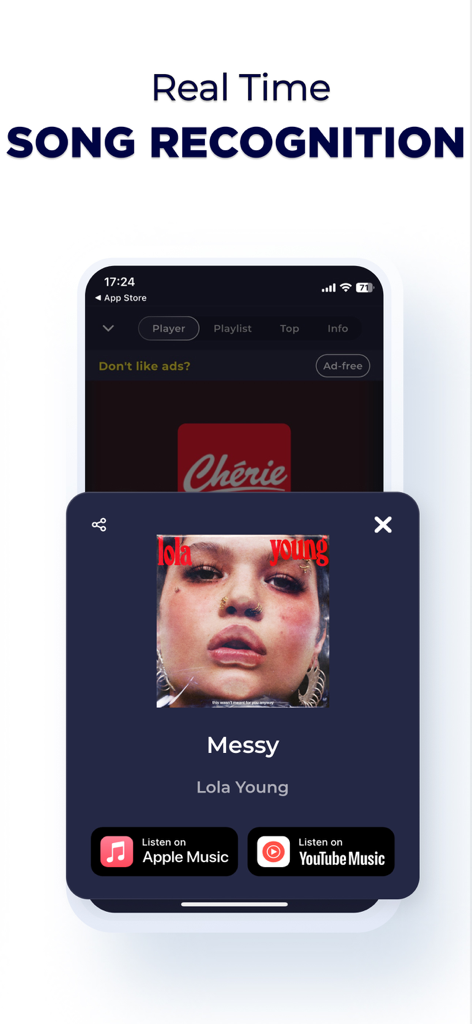 Radio Belgium FM Live Online - Real time song recognition screen for Radio Belgium app