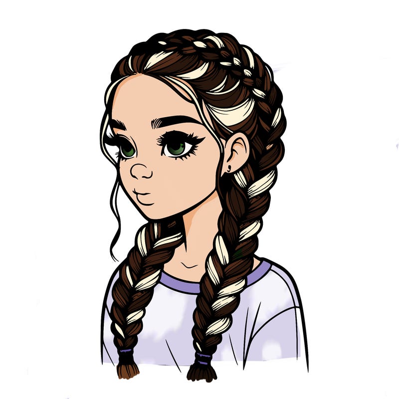 realistic girl with braids