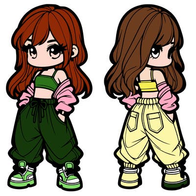 girl in crop top and baggy pants