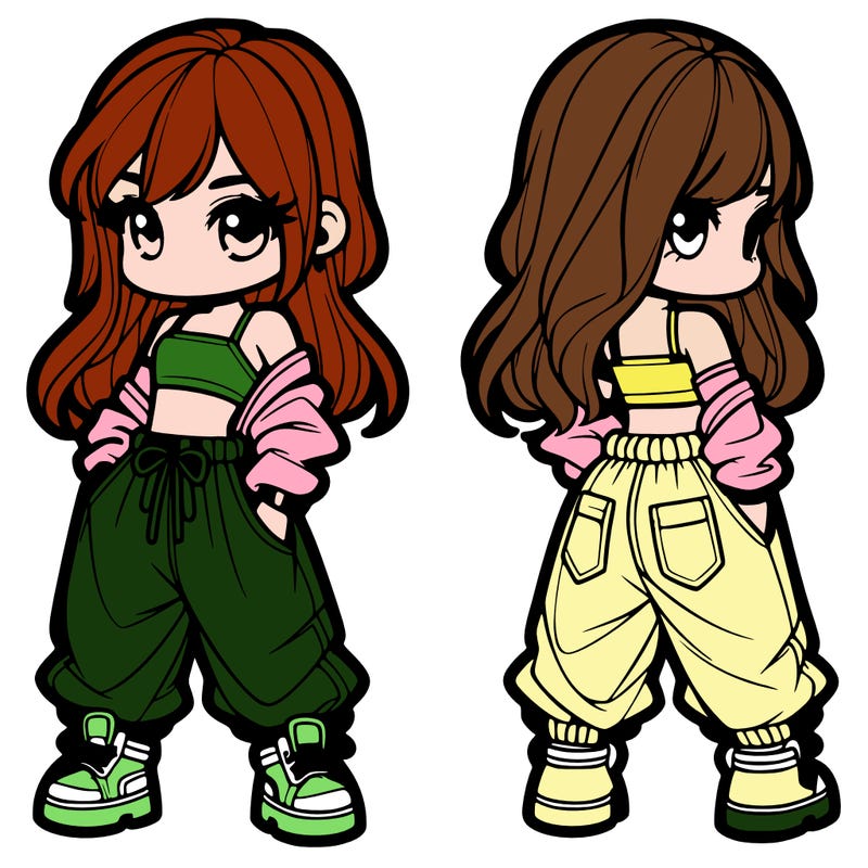 girl in crop top and baggy pants