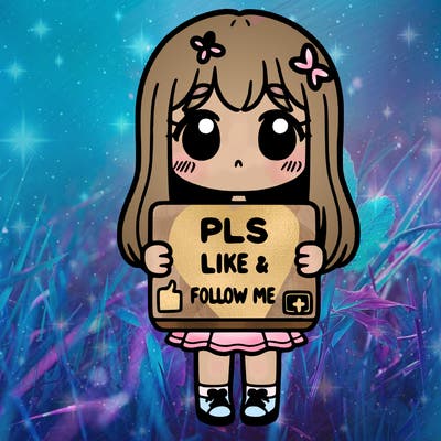 girl holding a sign that says pls like and follow me