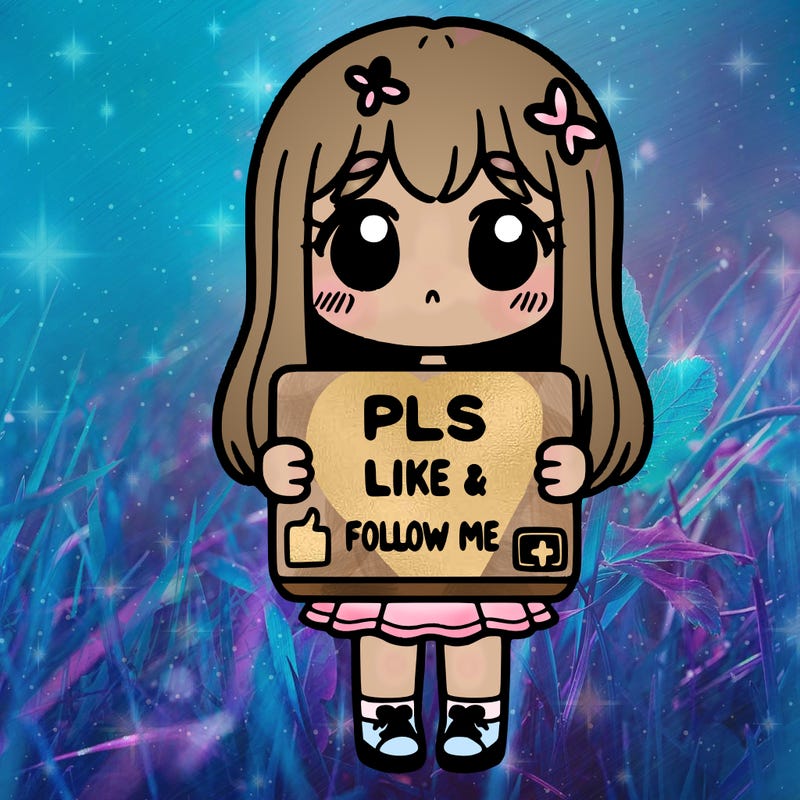girl holding a sign that says pls like and follow me
