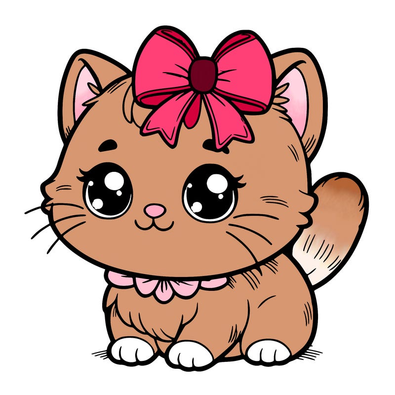 cute realistic cat with pink bow